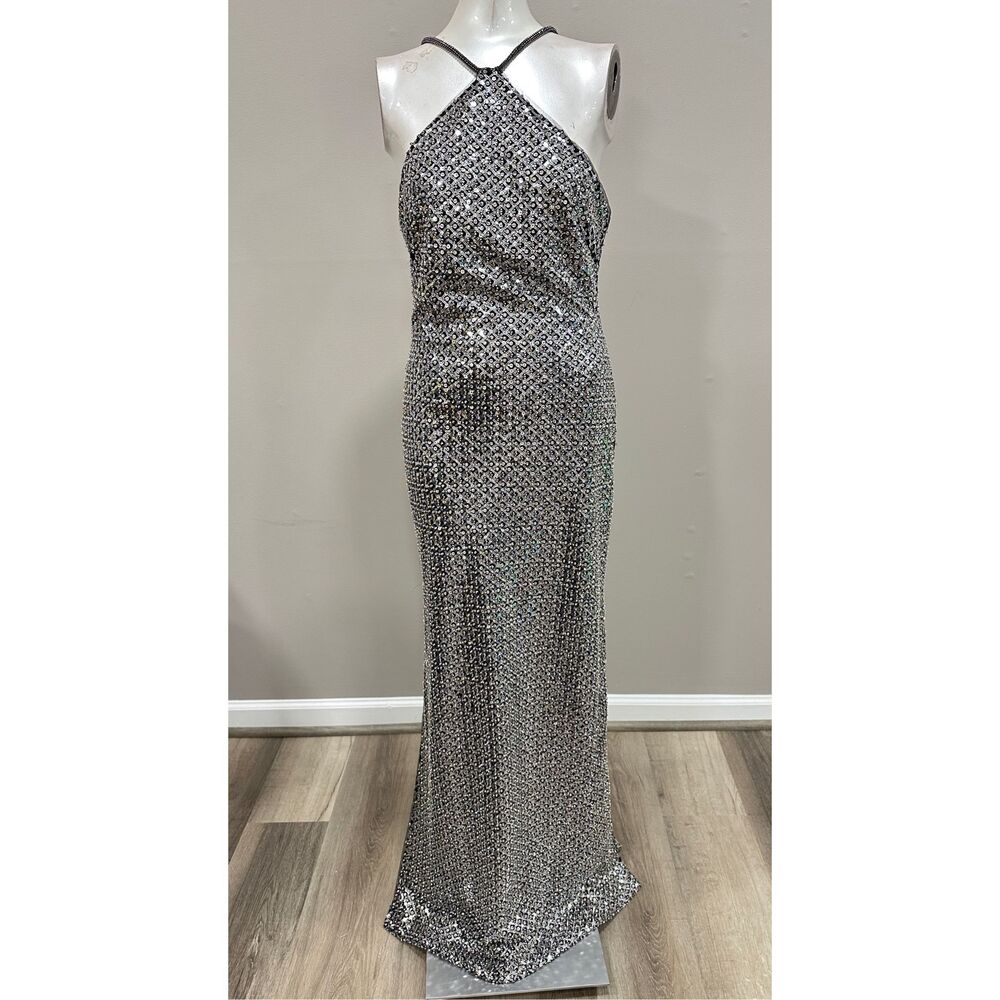 HALSTON YEVA GOWN IN CRYSTAL SEQUIN US8 $695 - Picture 4 of 10